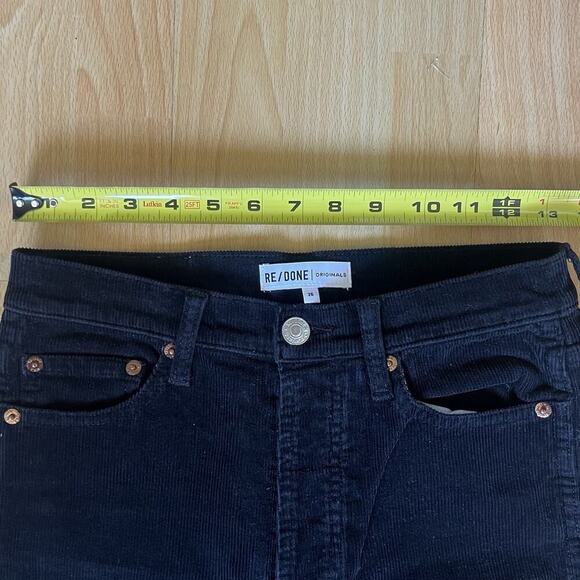 Re Done Women Size 26 High Rise Black Corduroy Straight Leg - Picture 3 of 8
